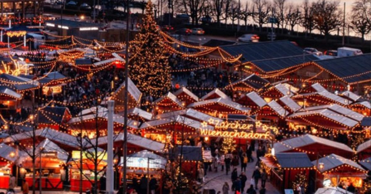 jarmark adwentowy, jarmark bożonarodzeniowy, jarmark, zurych, zürich, boże narodzenie, oświetlenie, stragany