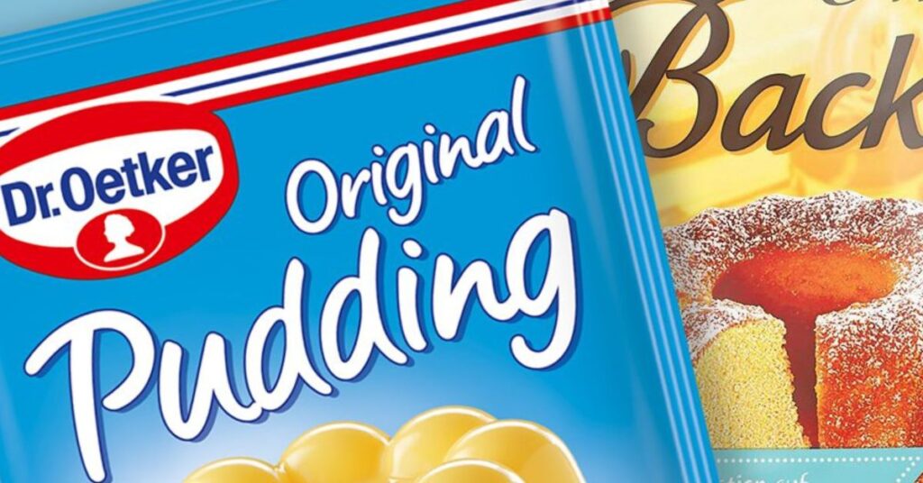 dr oetker, produkty spożywcze, budyń, opakowanie