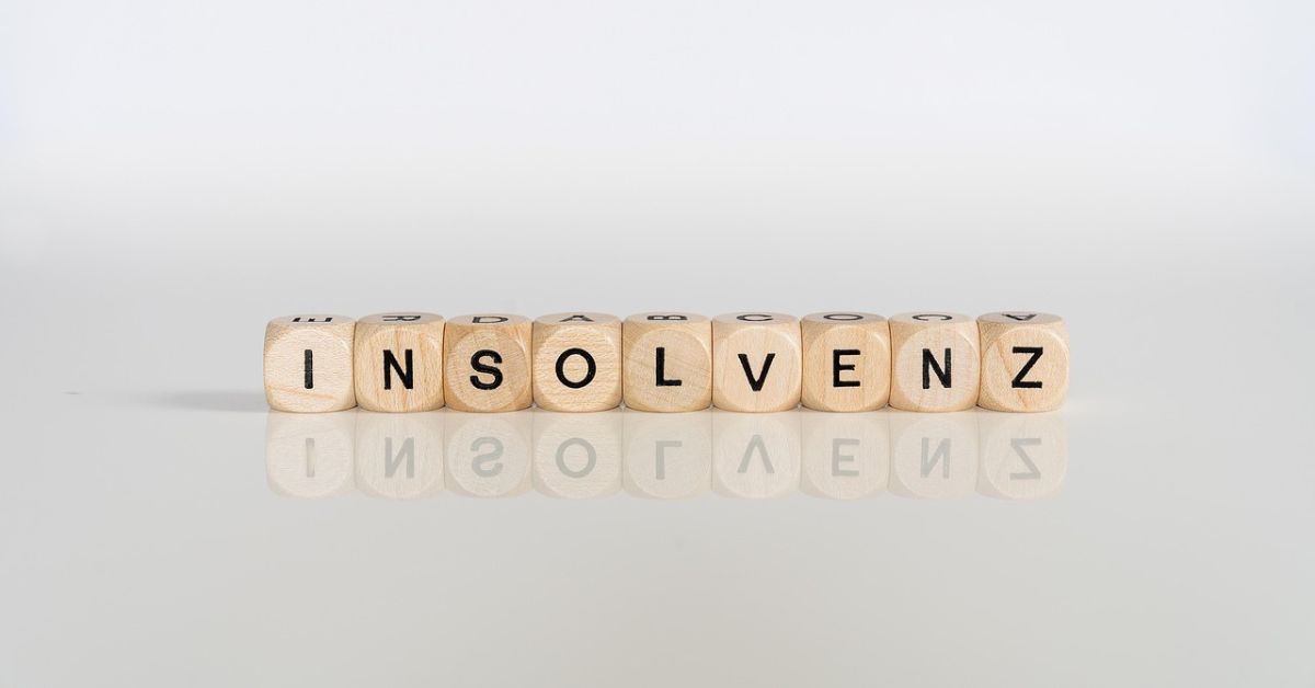insolvenz, upadłośc, kostki, napis, wniosek o upadłość upadłość firmy