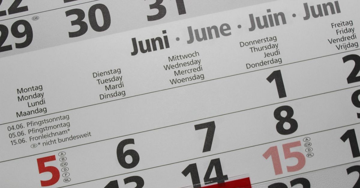 juni, kalendarz, czerwiec, kartka z kalendarza