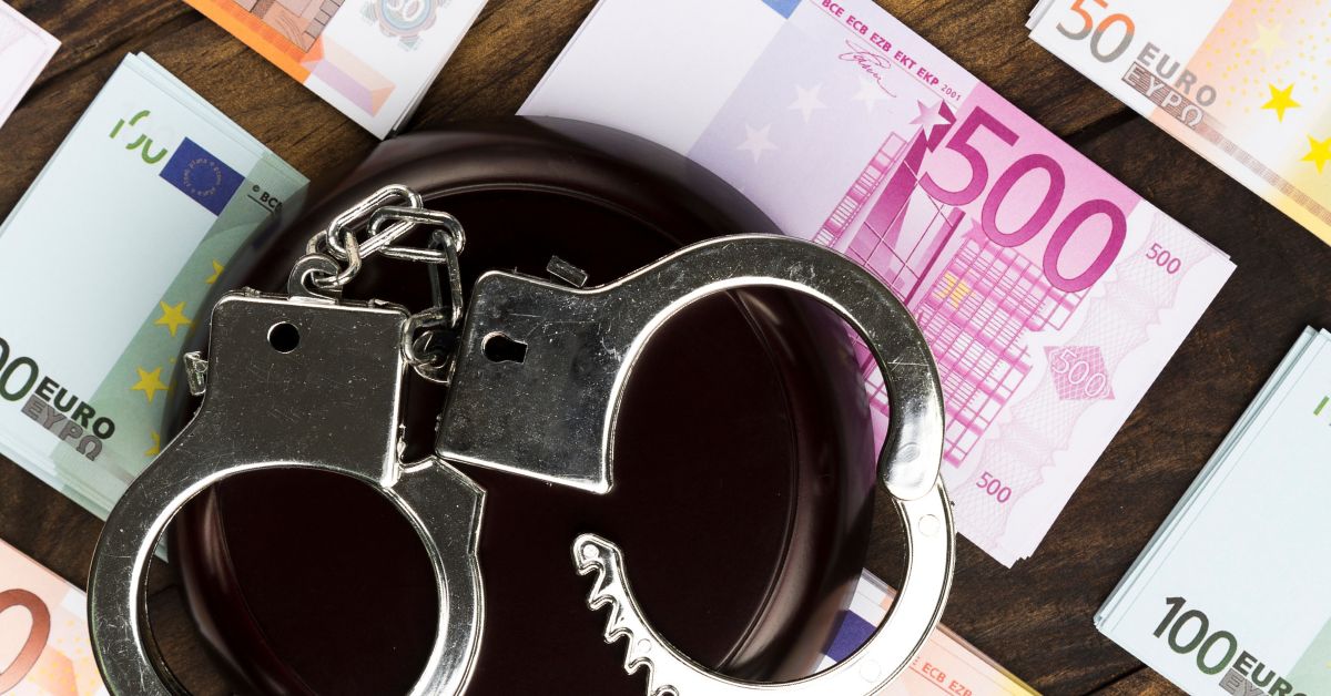 oszustwo, oszustwo finansowe, oszustwo podatkowe, kajdanki, więzienie, pieniądze, euro