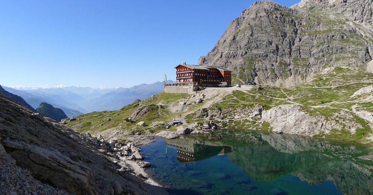 schronisko, chata, góry, jezioro, schronisko górskie, berghütte