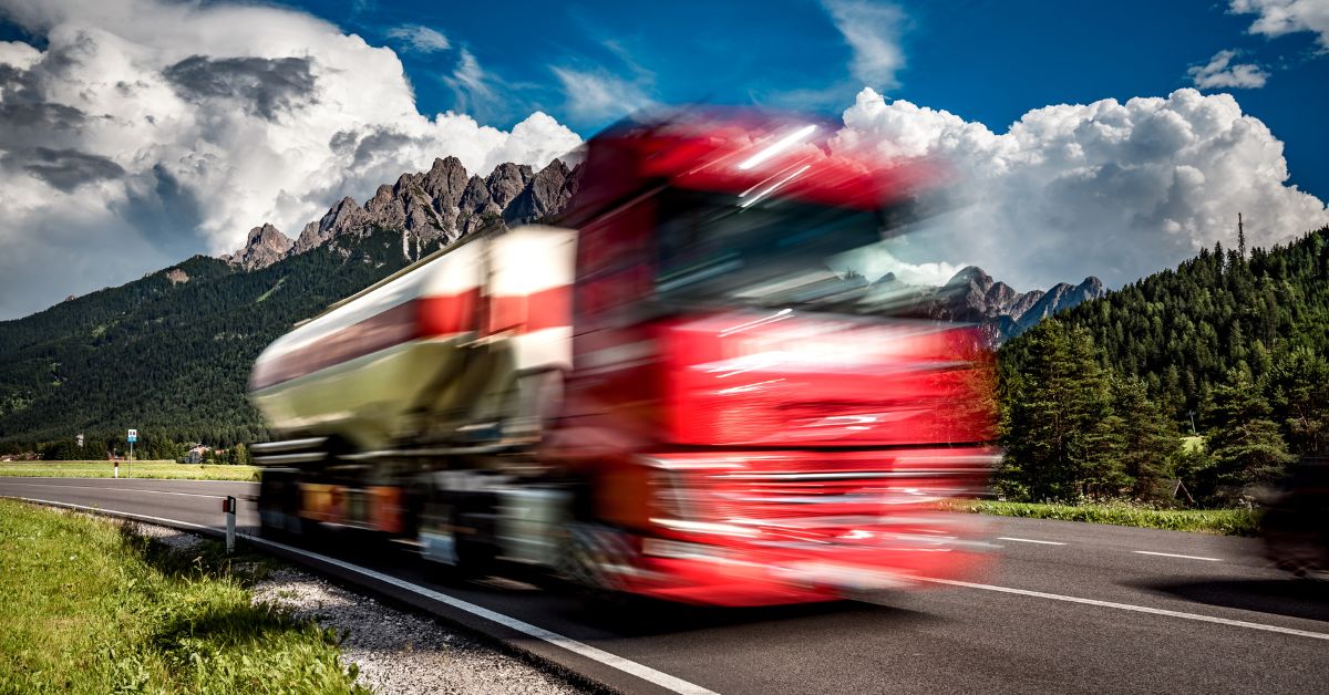 ciężarówka, góry, droga, autostrada, opłaty drogowe